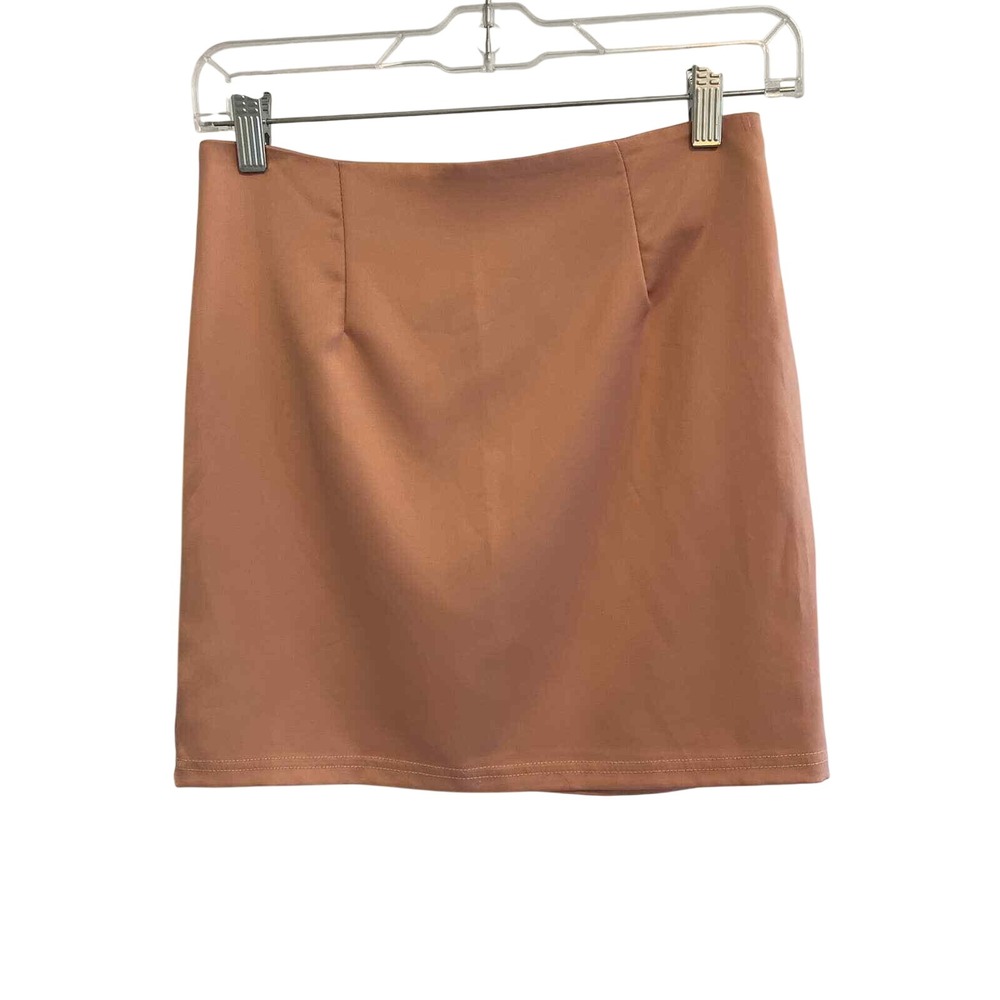 Unbranded Rose Gold Satin Mini Skirt High Waisted Pink 01